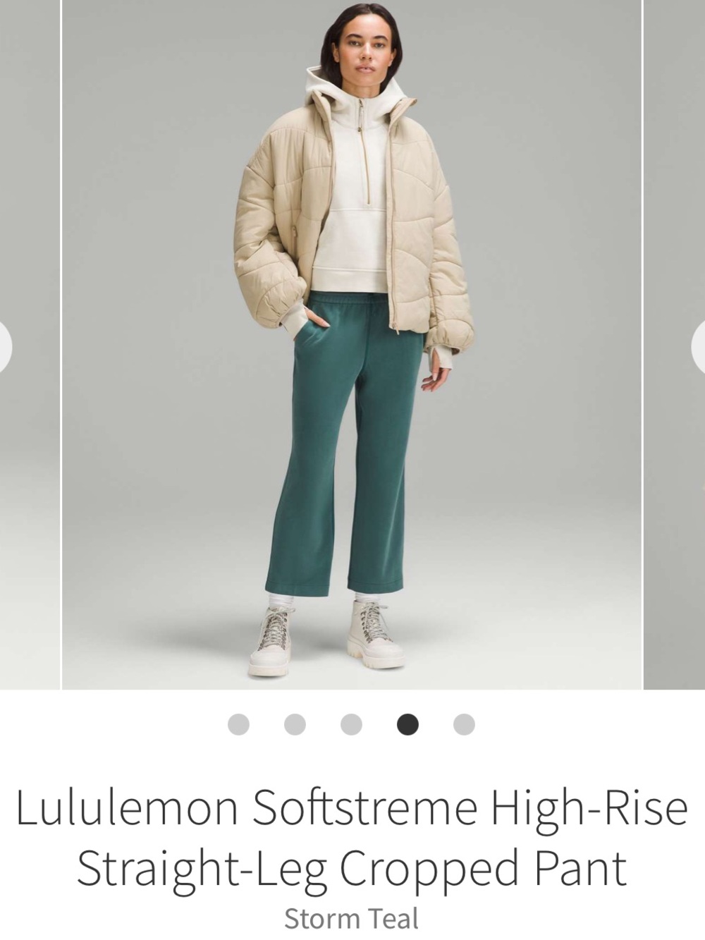Lululemon Softstreme High Rise Straight-Leg Cropped Pant in Storm Teal size 4